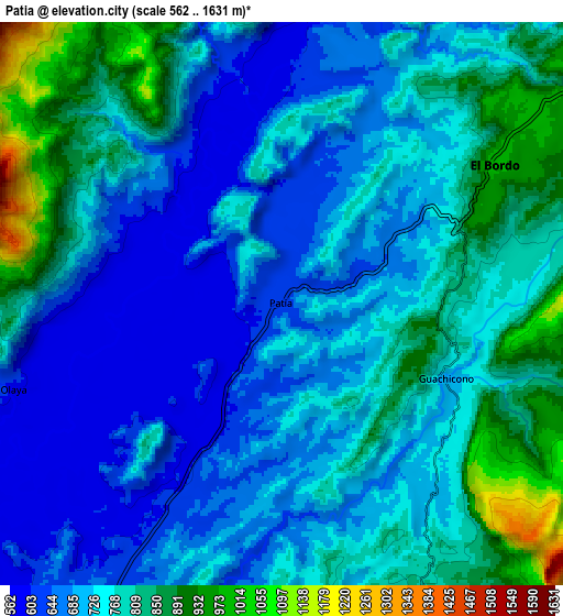 Zoom OUT 2x Patía, Colombia elevation map