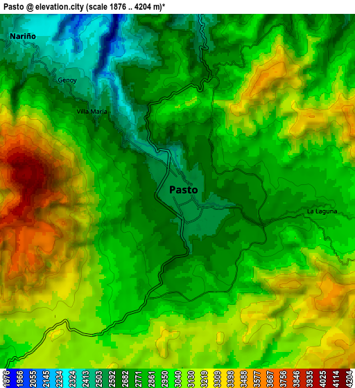 Zoom OUT 2x Pasto, Colombia elevation map