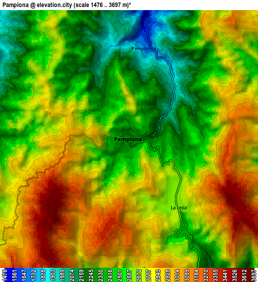 Zoom OUT 2x Pamplona, Colombia elevation map