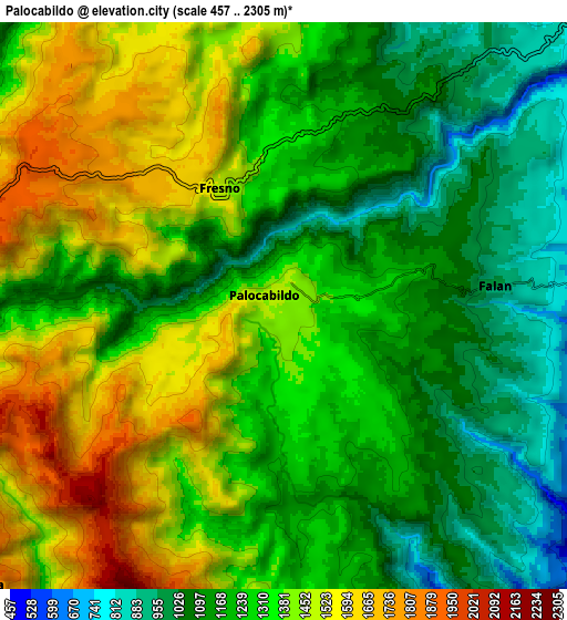 Zoom OUT 2x Palocabildo, Colombia elevation map