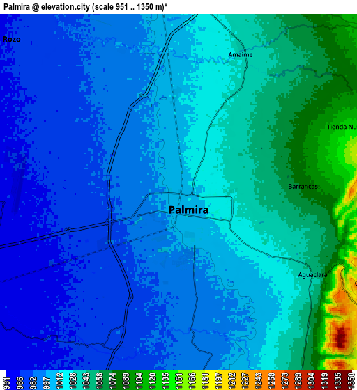 Zoom OUT 2x Palmira, Colombia elevation map