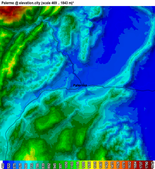 Zoom OUT 2x Palermo, Colombia elevation map
