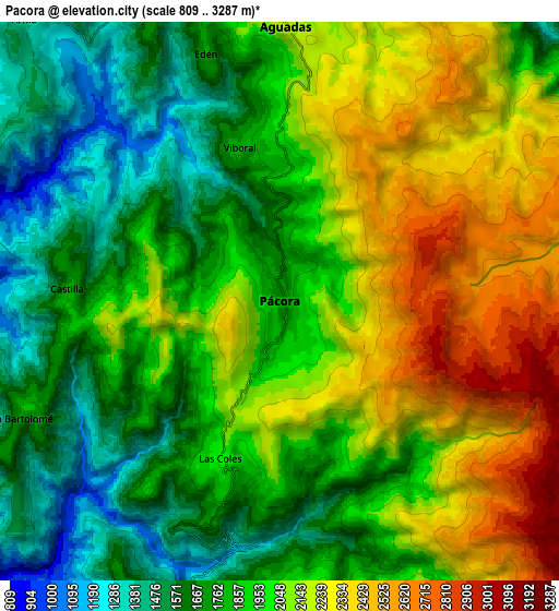 Zoom OUT 2x Pácora, Colombia elevation map