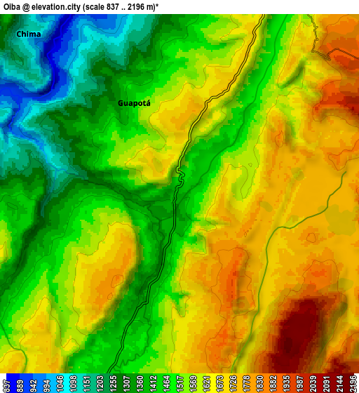 Zoom OUT 2x Oiba, Colombia elevation map