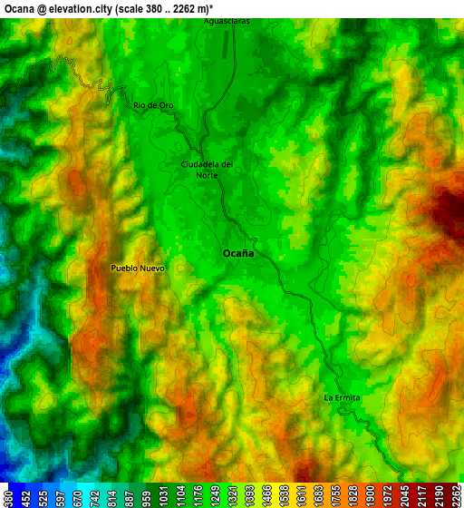Zoom OUT 2x Ocaña, Colombia elevation map