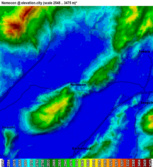 Zoom OUT 2x Nemocón, Colombia elevation map