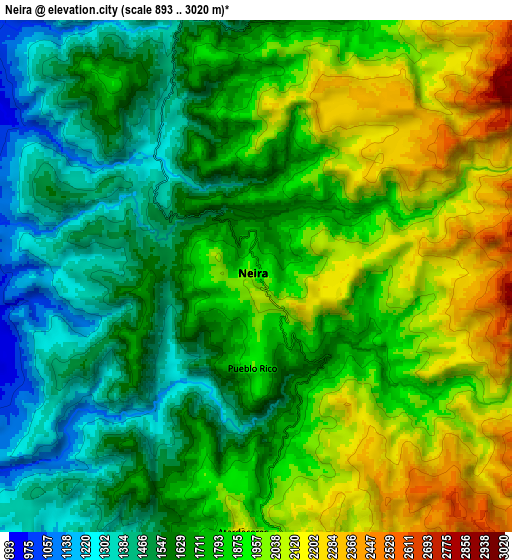 Zoom OUT 2x Neira, Colombia elevation map