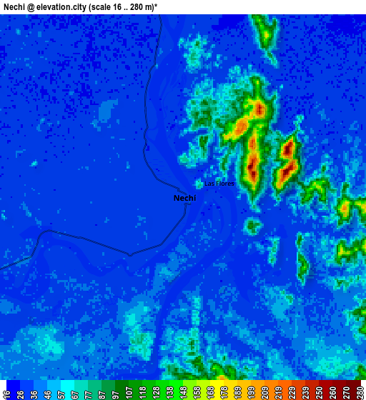 Zoom OUT 2x Nechí, Colombia elevation map