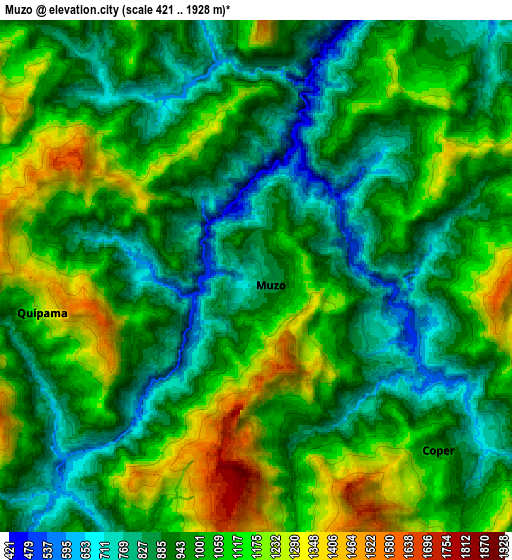 Zoom OUT 2x Muzo, Colombia elevation map