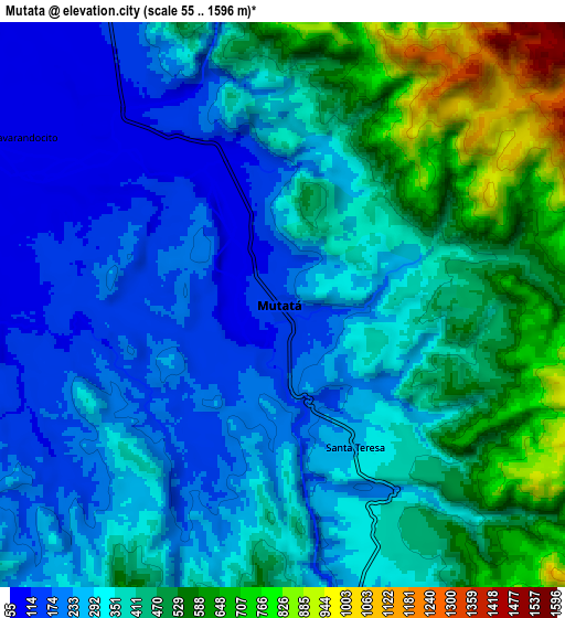 Zoom OUT 2x Mutatá, Colombia elevation map