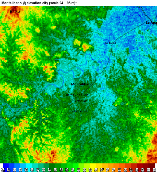 Zoom OUT 2x Montelíbano, Colombia elevation map
