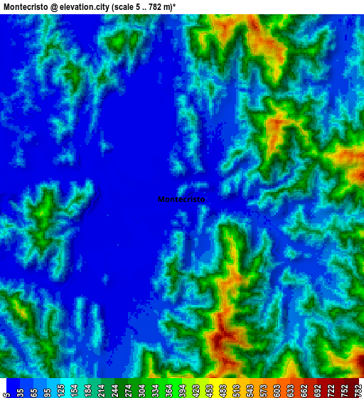 Zoom OUT 2x Montecristo, Colombia elevation map