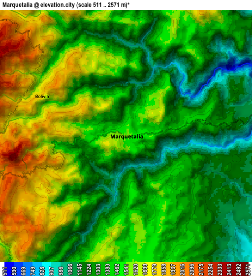 Zoom OUT 2x Marquetalia, Colombia elevation map