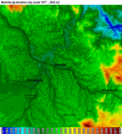 Zoom OUT 2x Marinilla, Colombia elevation map