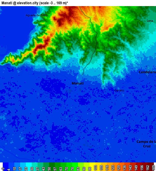 Zoom OUT 2x Manatí, Colombia elevation map