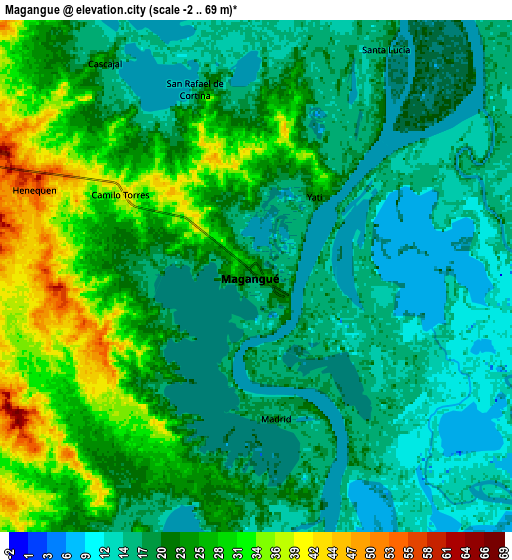 Zoom OUT 2x Magangué, Colombia elevation map