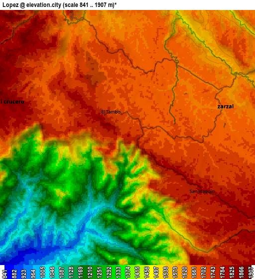 Zoom OUT 2x López, Colombia elevation map