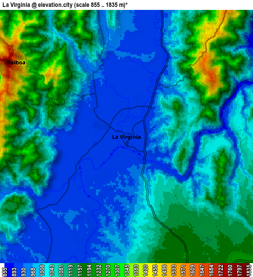 Zoom OUT 2x La Virginia, Colombia elevation map