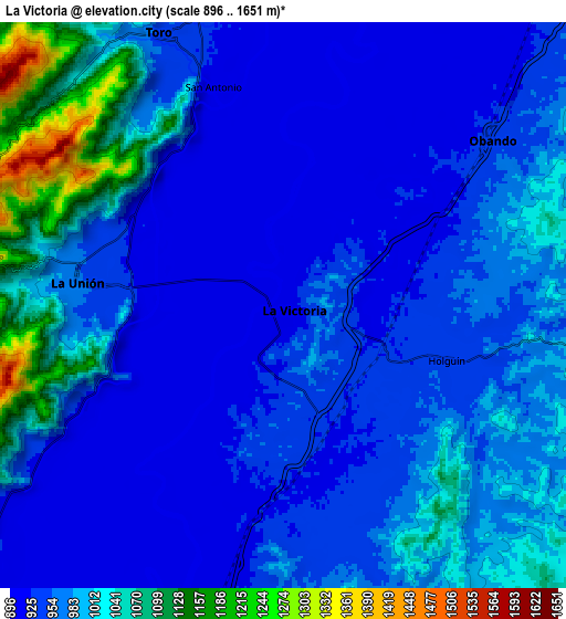 Zoom OUT 2x La Victoria, Colombia elevation map