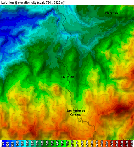 Zoom OUT 2x La Unión, Colombia elevation map