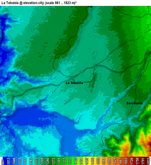 Zoom OUT 2x La Tebaida, Colombia elevation map