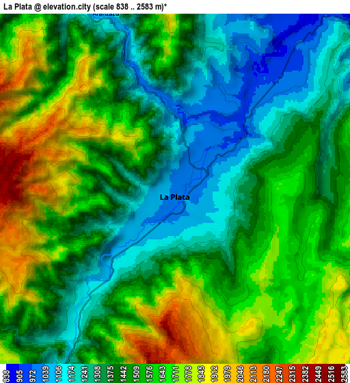 Zoom OUT 2x La Plata, Colombia elevation map