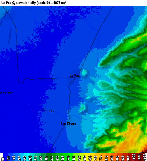 Zoom OUT 2x La Paz, Colombia elevation map