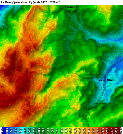 Zoom OUT 2x La Mesa, Colombia elevation map