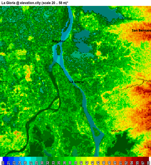 Zoom OUT 2x La Gloria, Colombia elevation map