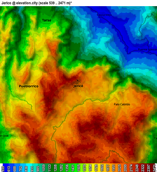 Zoom OUT 2x Jericó, Colombia elevation map