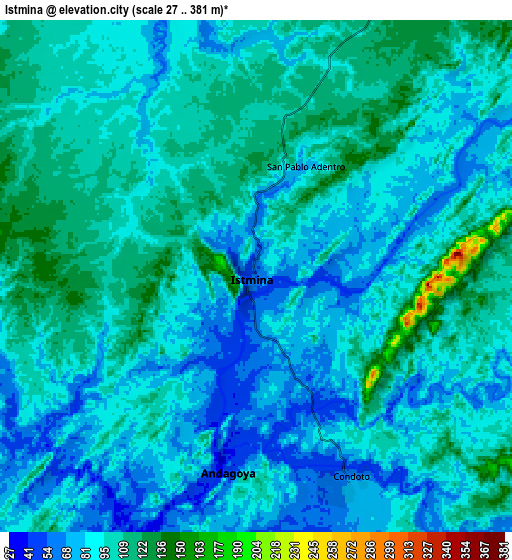 Zoom OUT 2x Istmina, Colombia elevation map