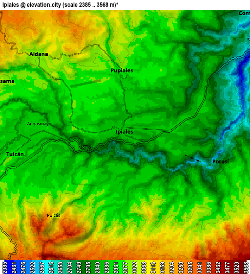 Zoom OUT 2x Ipiales, Colombia elevation map