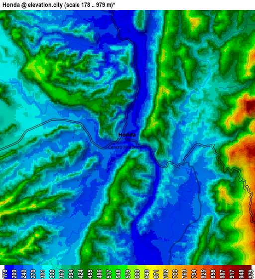 Zoom OUT 2x Honda, Colombia elevation map
