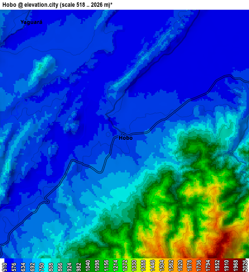 Zoom OUT 2x Hobo, Colombia elevation map