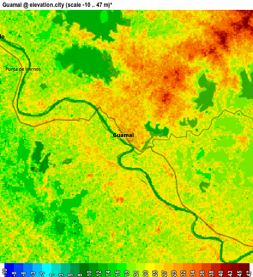 Zoom OUT 2x Guamal, Colombia elevation map