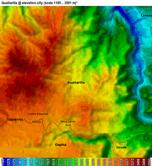 Zoom OUT 2x Guaitarilla, Colombia elevation map