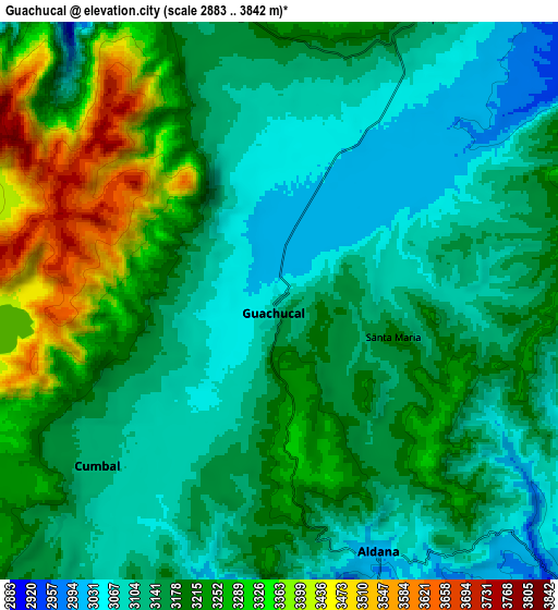 Zoom OUT 2x Guachucal, Colombia elevation map