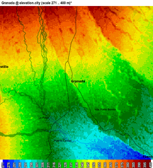 Zoom OUT 2x Granada, Colombia elevation map