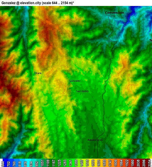 Zoom OUT 2x González, Colombia elevation map