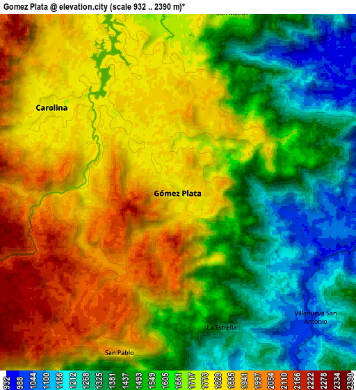 Zoom OUT 2x Gómez Plata, Colombia elevation map