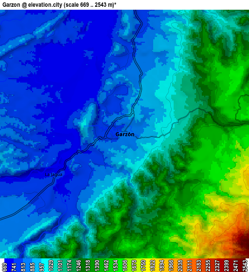 Zoom OUT 2x Garzón, Colombia elevation map