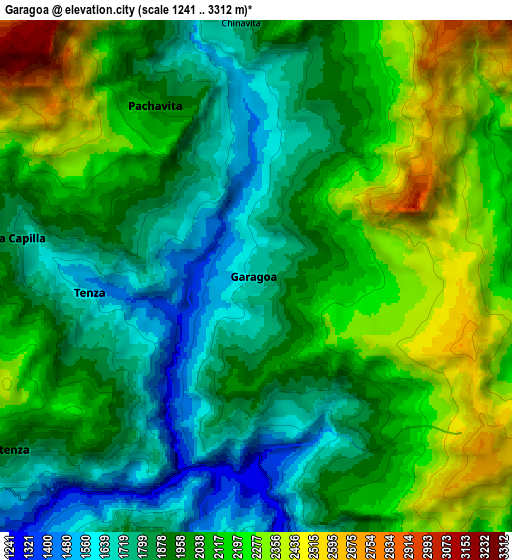 Zoom OUT 2x Garagoa, Colombia elevation map