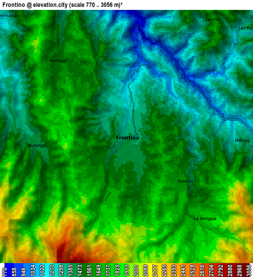 Zoom OUT 2x Frontino, Colombia elevation map