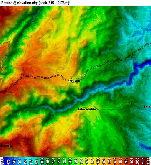 Zoom OUT 2x Fresno, Colombia elevation map