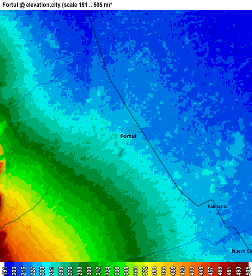 Zoom OUT 2x Fortul, Colombia elevation map