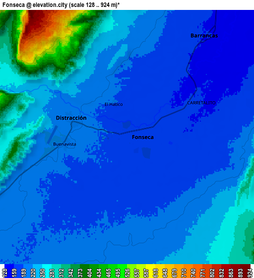 Zoom OUT 2x Fonseca, Colombia elevation map