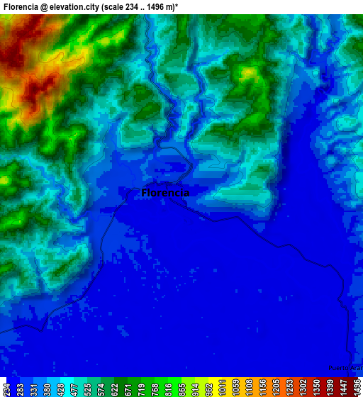 Zoom OUT 2x Florencia, Colombia elevation map