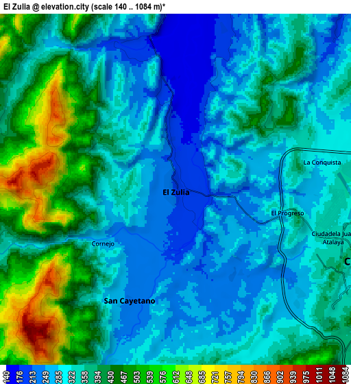 Zoom OUT 2x El Zulia, Colombia elevation map