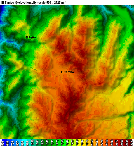 Zoom OUT 2x El Tambo, Colombia elevation map
