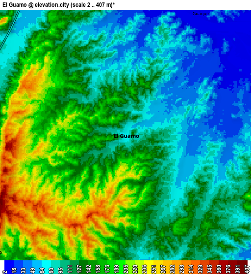 Zoom OUT 2x El Guamo, Colombia elevation map